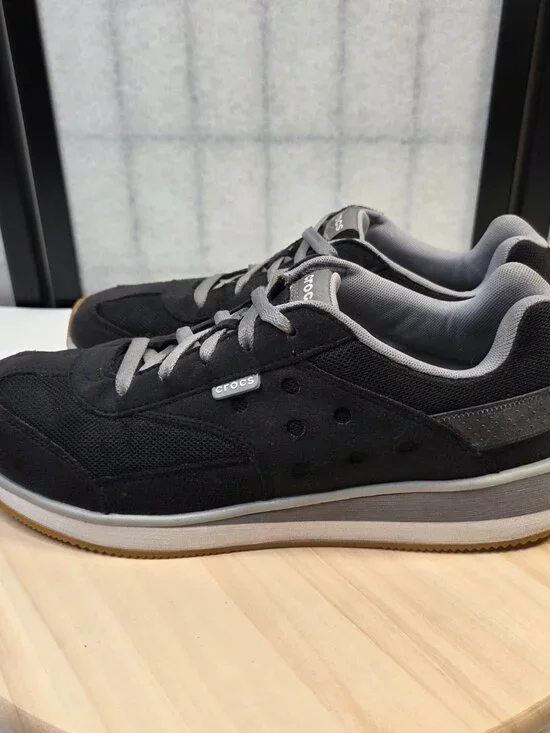 Crocs Retro Black & Gray Sneakers Men US 12 - Picture 6 of 13